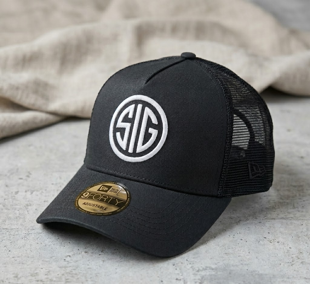 SIG Sauer 2D Embroidered Trucker Hat Mesh Cap Black Adjustable