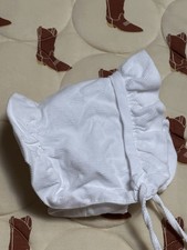 Vintage White Corduroy Baby Bonnet 6 Months And Up