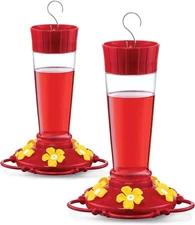 Stylish Outdoor Hummingbird Feeders 20 oz [Set of 2] with Leakproof Design