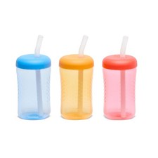 The First Years Squeeze  Sip Toddler Straw Cups - Small, Blue/Yellow/Red