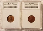 Lot of 2 1936-D Lincoln Wheat Cents ANACS MS 62 Red Old Holder