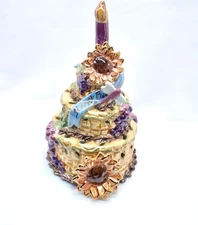 Birthday Cake Tea Light Blue Sky Clayworks Collection 2008