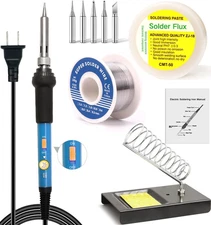 Soldering Iron Kit with Solder Wire, Flux Paste, Tips, Stand, and Sponge [110V]