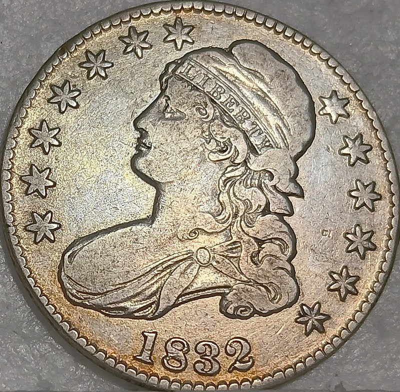 1832 Capped Bust Silver Half Dollar Very Fine + / extra fine ef TONED VF - XF