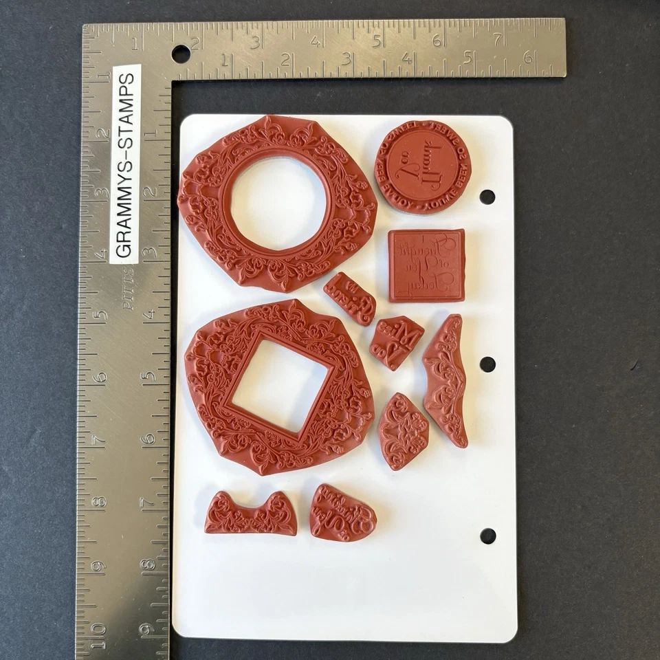 Etiquetas florales vintage JustRite gracias pensamiento en ti estampillas de goma adhesivas Foto 3 de 3