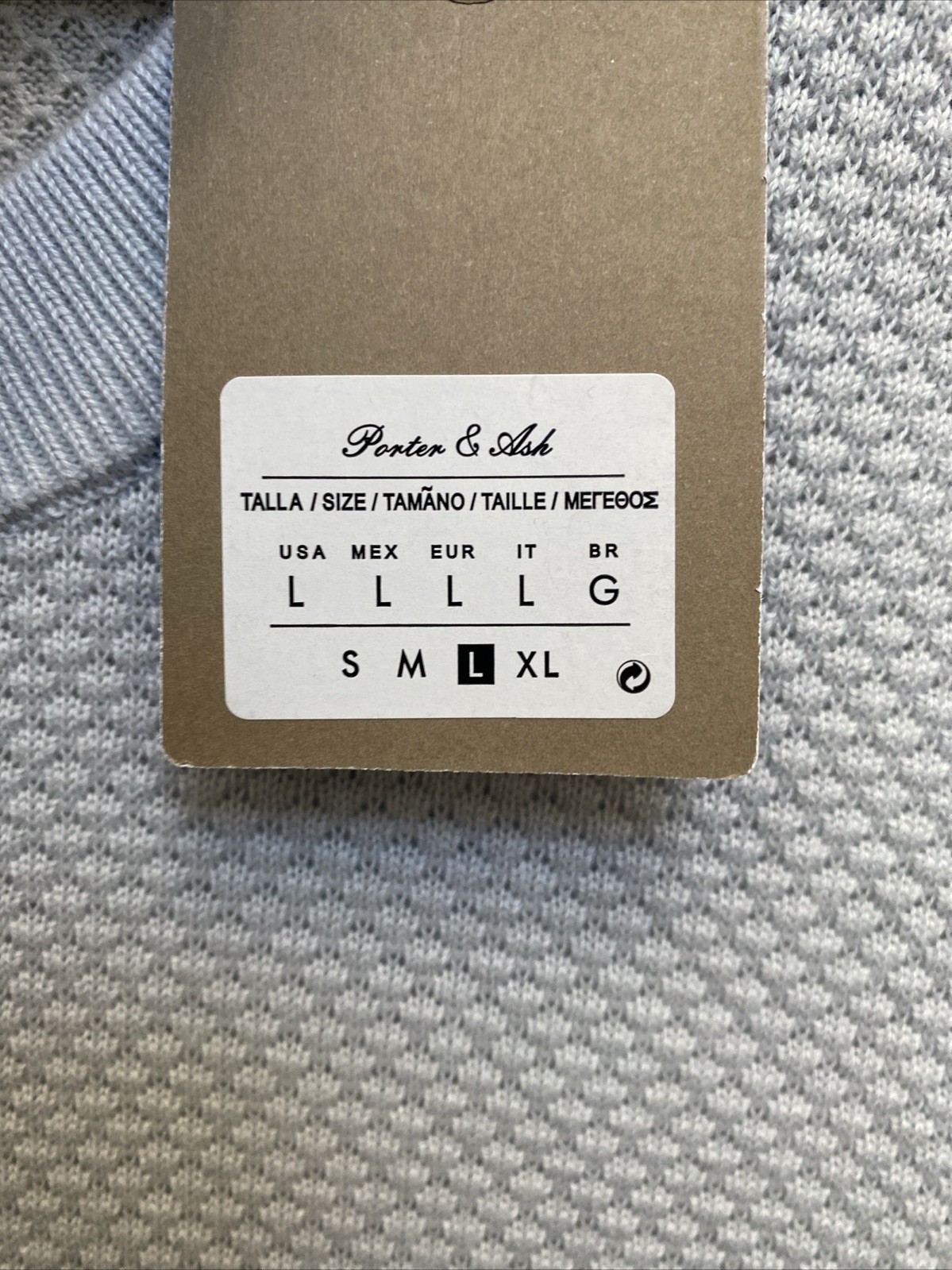 NEW Porter & Ash Men's Large Gray Fine Cotton Refined Structure T-Shirt NWT