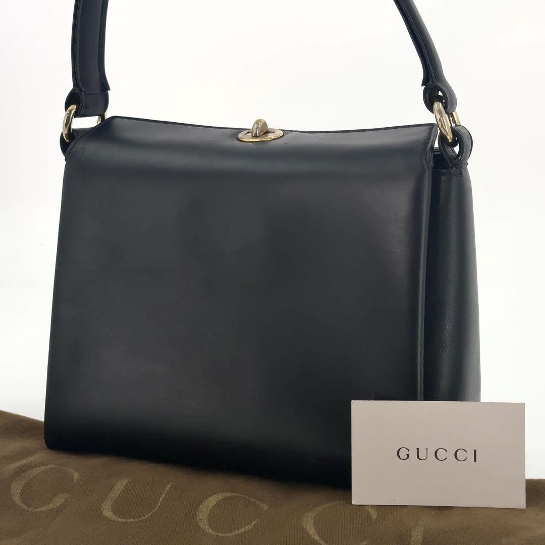 Gucci Leather Handbag with Gold Turnlock Hardware
