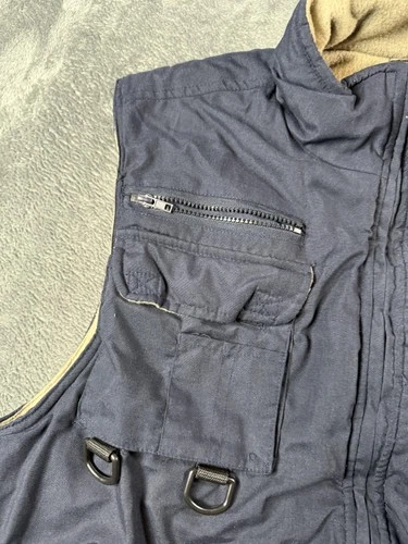 Fourcast Vest Mens XL Blue Fleece Lined Utility Fishing Hunting Multi Pocket image 2