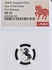 PLATINUM 2026P Australia Pt$15 Platinum Year of the Horse First Release MS70