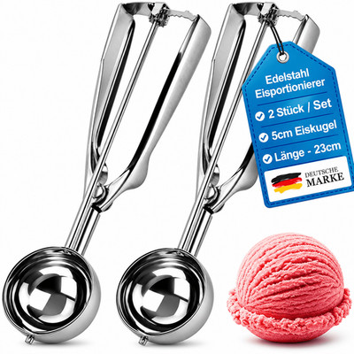 Eisportionierer 2er Set Eislöffel Edelstahl Eis Portionierer Eisschaufel Kelle