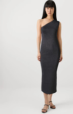 Ted Baker Midikleid Damen TB 2 UK 10 Kaleyy One Shoulder Metallic Strick NEU