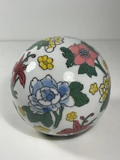 Vintage Ceramic Floral Globe Sphere Decor 4 in.