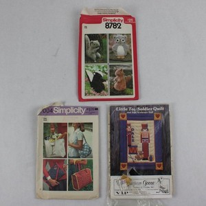 Lot of 3 Sewing Patterns Simplicity 8782 7004 Little Toy Soldier Quilt Doll