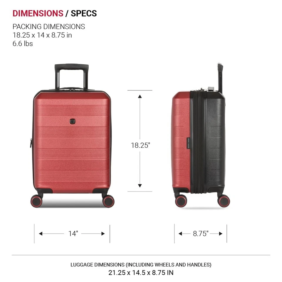 SwissGear Duet Maleta Equipaje Expandible, Rojo/Negro, Juego de 3 Piezas (19/24/28") Foto 3 de 4