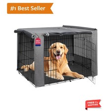 Breathable 42-Inch Dog Crate Cover with Dual Zippered Panels, Easy Setup, Grey
