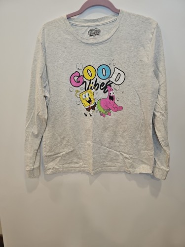 Womens Sz XXL SPONGEBOB,  Patrick heather grey Longsleeve Teeshirt,  Good vibes
