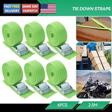 6x 1"x8' Lashing Straps with Buckles Adjustable Cam Buckle Tie Down Cinch Strap