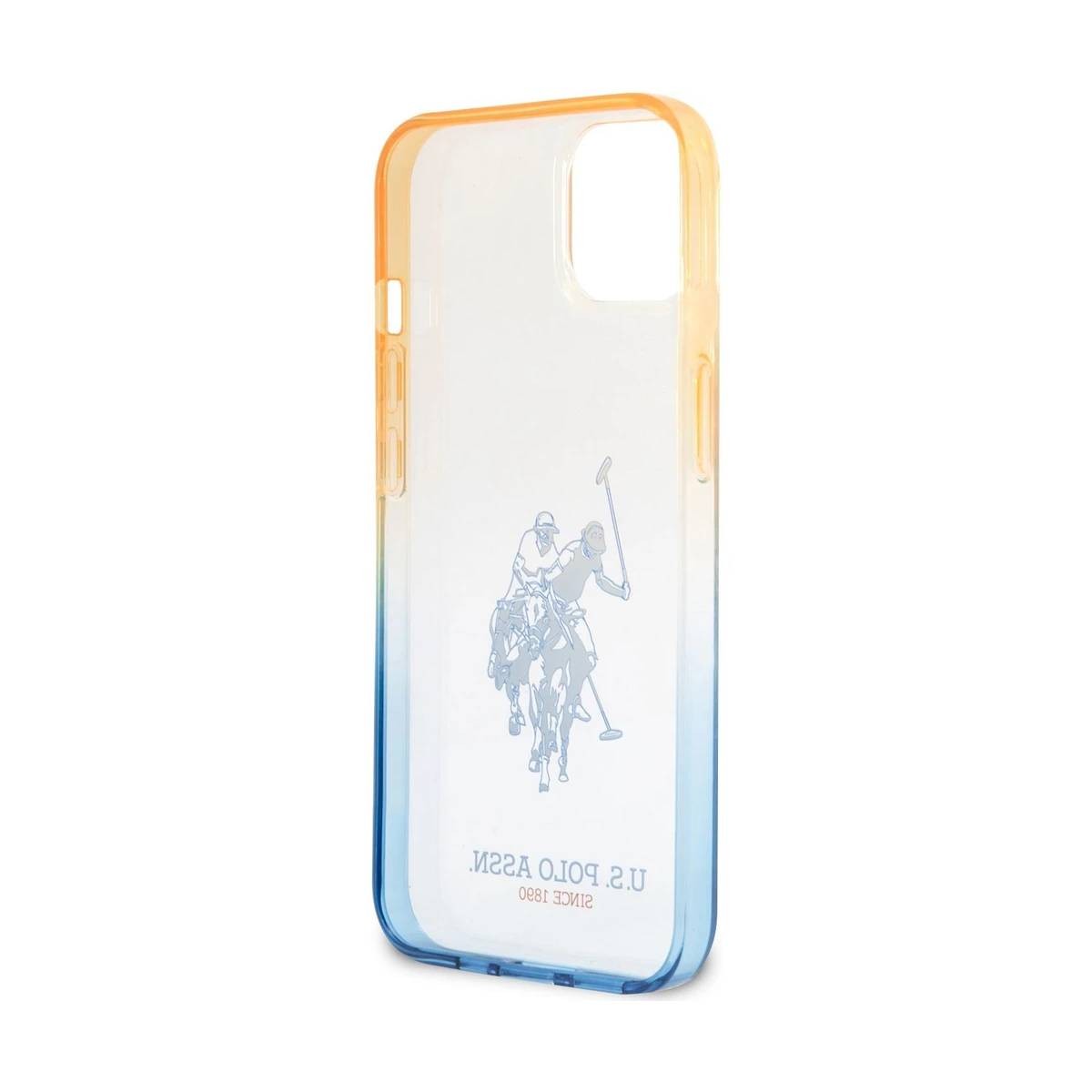 Coque iPhone 14 Plus U.S. Polo Double Horse bleue en silicone