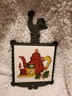 Vintage Rooster Cast Iron KYOWA Ceramic Tile Novelty Hot Plate  — photo 1