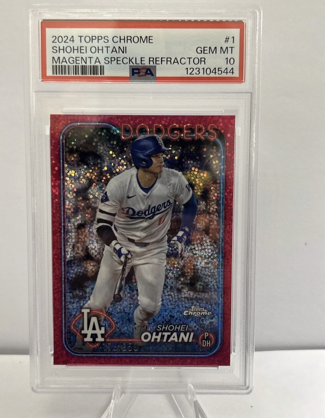 2024 Topps Chrome #1 Shohei Ohtani Magenta Speckle Refractor /350 PSA 10