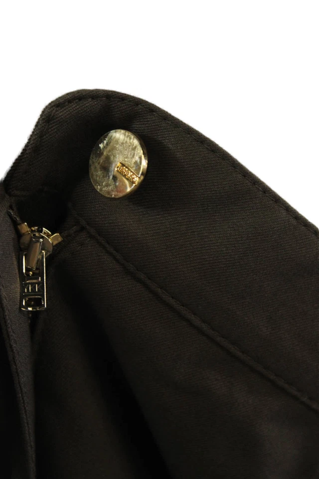 Escada Womens High Rise Straight Leg Tamara Pants Oak Brown Cotton Size EUR 44 - Image 4 of 4