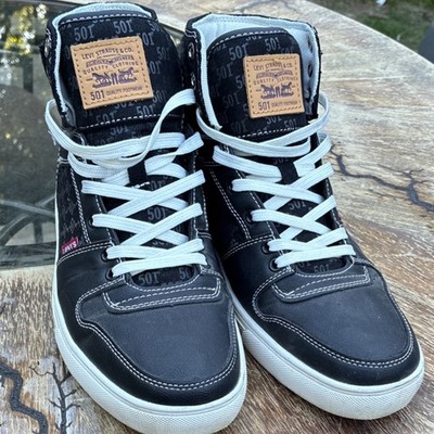 Levi's 501 Men's High-Top Sneakers Black/White Textile Lace-Up Logo 51973201A1