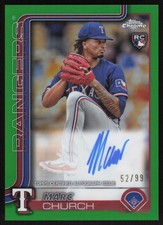 Marc Church /99 AUTO 2025 Topps Chrome Rookie Green Refractor Rangers RC