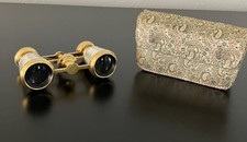 Vintage Mother Of Pearl Brass Opera Glasses W/Case Made In France
