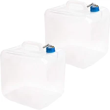 Cedilis 2 Pack 5.3 Gallon Collapsible Water Container with Spigot, Food Clear 