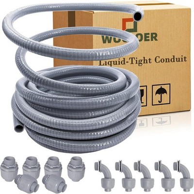 Wocloer 1/2 in 100Ft Liquid-Tight Conduit Kit, Flexible Non Metallic Electrical