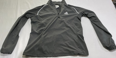 Adidas Mens Windbreaker Mens Small Gray Pullover Vented Outdoors Activewear Zip