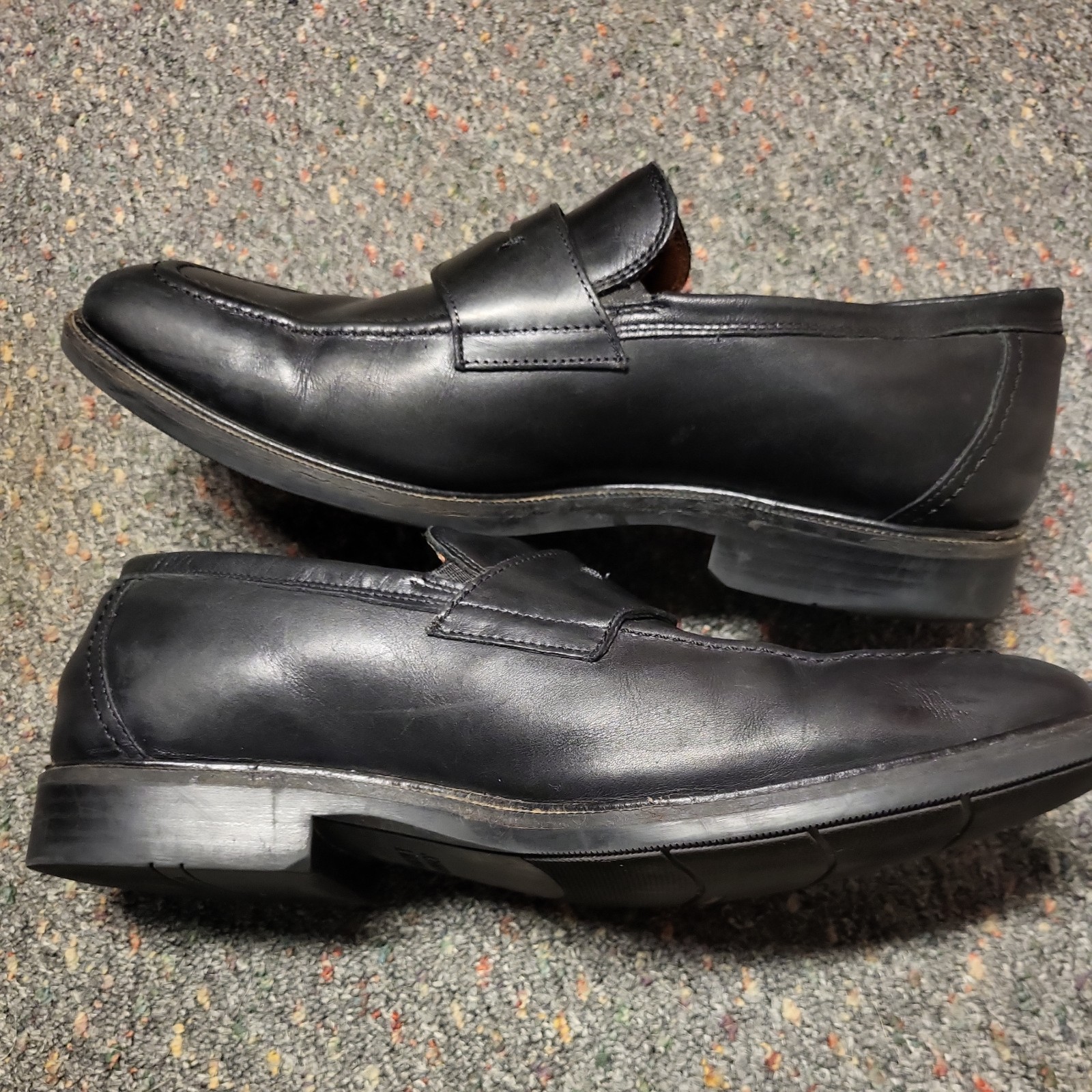 SAOLA JOHNSTON & MURPHY MOCASSINI PENNY IN PELLE NERA SCARPE ELEGANTI UOMO TAGLIA 11 M