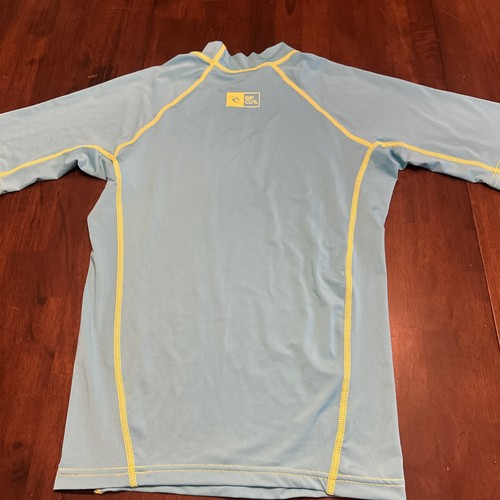 Rip Curl Youth Shirt Sleeve UPF 50+ Rash Guard, Teal, Logo, Size Large (16) - Picture 5 of 6