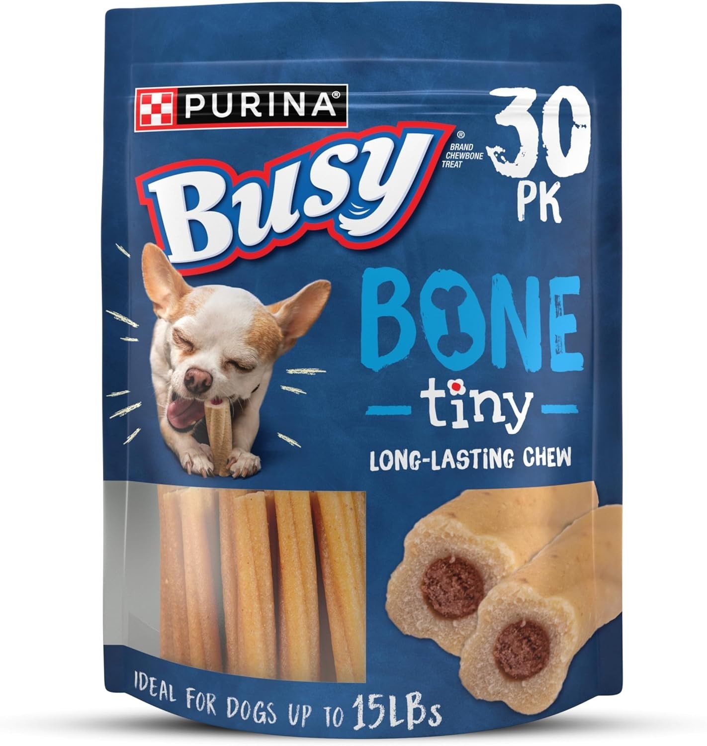 Purina Busy Bone Dog Chew Treats for Small Dogs Tiny 30 Count Pouch Made in USA