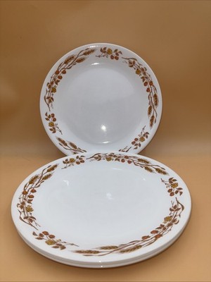 5 Vintage Corelle Harvest Home Wheat Dinner Plates Autumn Fall Discontinued 10 