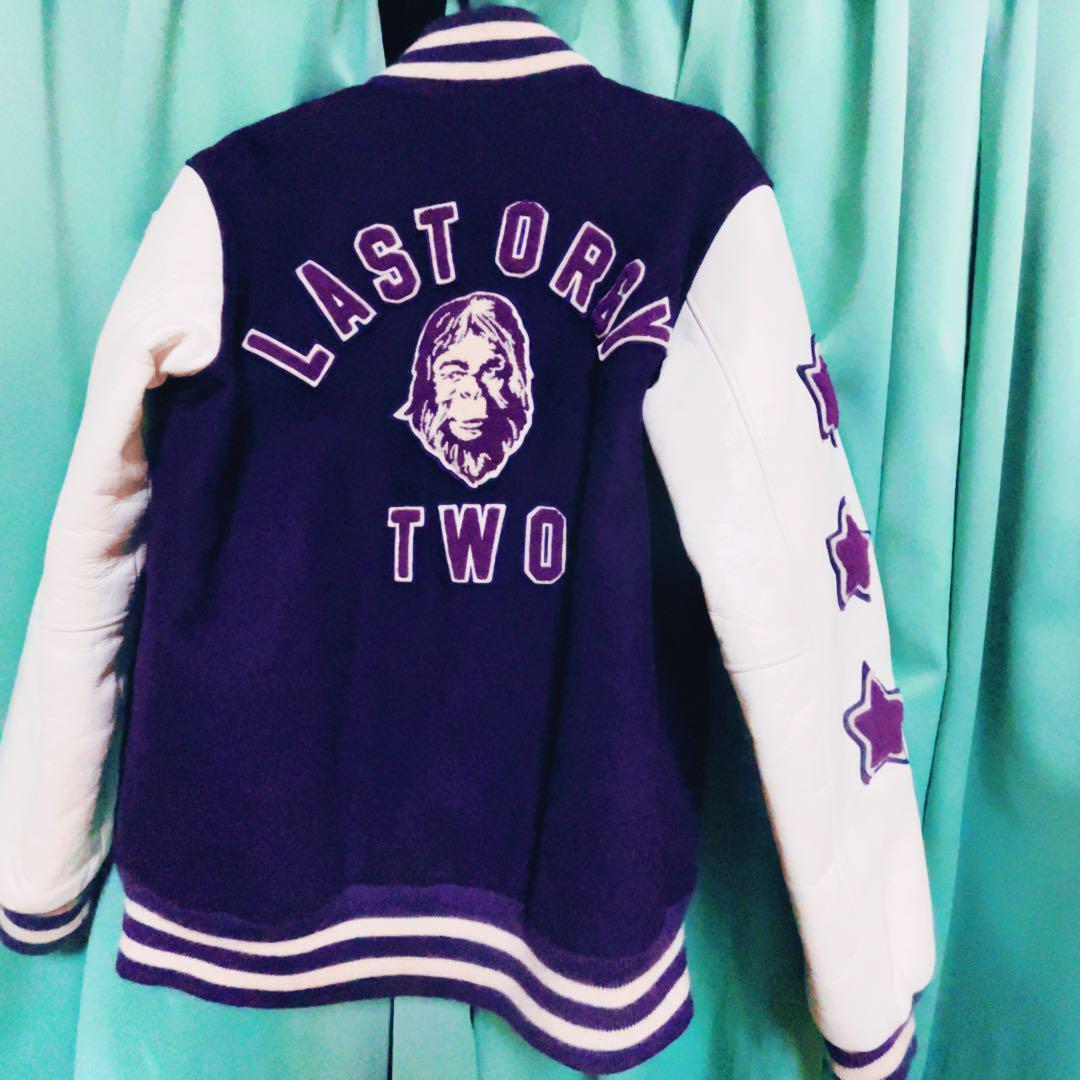 UNDERCOVER A BATHING APE Purple Leather Varsity Jacket L Size Used