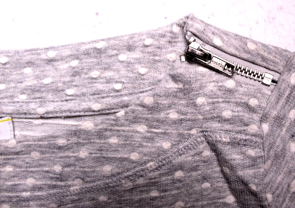 SUDADERA LIZ CLAIBORNE FIN DE SEMANA Damas Talla M Gris Blanco Punto Manga 3/4 Cremallera Foto 3 de 4