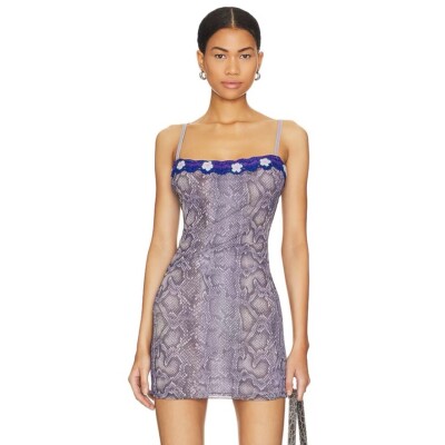Danielle Guizio Crochet Flower Trim Snakeskin Print Mesh Mini Bodycon Dress | eBay Danielle Guizio Crochet Flower Trim Snakeskin Print Mesh Mini Bodycon Dress | eBay