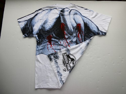 Vintage 1993 Jurassic Park All Over Print Tee, Single Stitch, Size Large L Grail - Picture 16 of 24