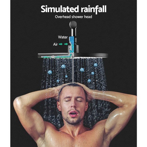 Cefito 9'' Rain Shower Head Set Handheld Round High Pressure Black - Picture 3 of 8