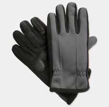  135 Isotoner Men Gray Black Stretch Smartouch Thermal Ski Winter Gloves Size L