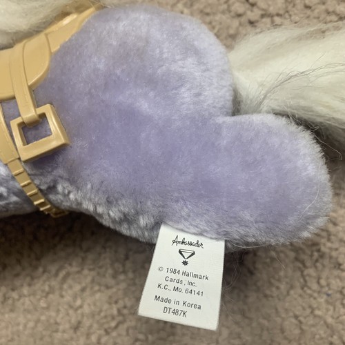 Vintage Ambassador Hallmark Unicorn Plush Pastel Purple w/ Saddle Kawaii Toy 11” - Picture 6 of 11