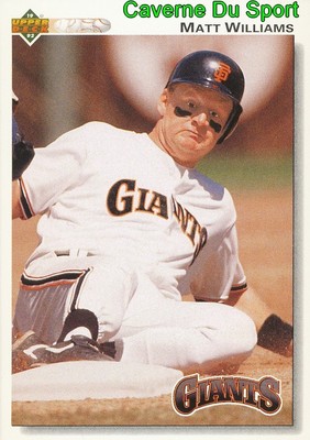 154 MATT WILLIAMS SAN FRANCISCO GIANTS BASEBALL CARD UPPER DECK 1992