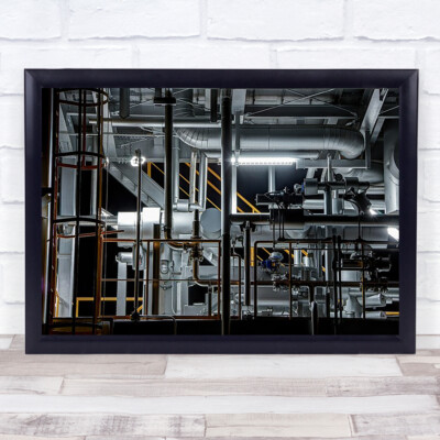 Sanitär Industrie Rohre Bau Metall Maschine Raffinerie Wandkunstdruck