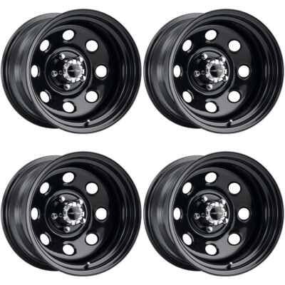 (Set of 4) Vision 85 Soft 8 16x7 5x4.5'' +0mm Gloss Black Wheels Rims 16'' Inch