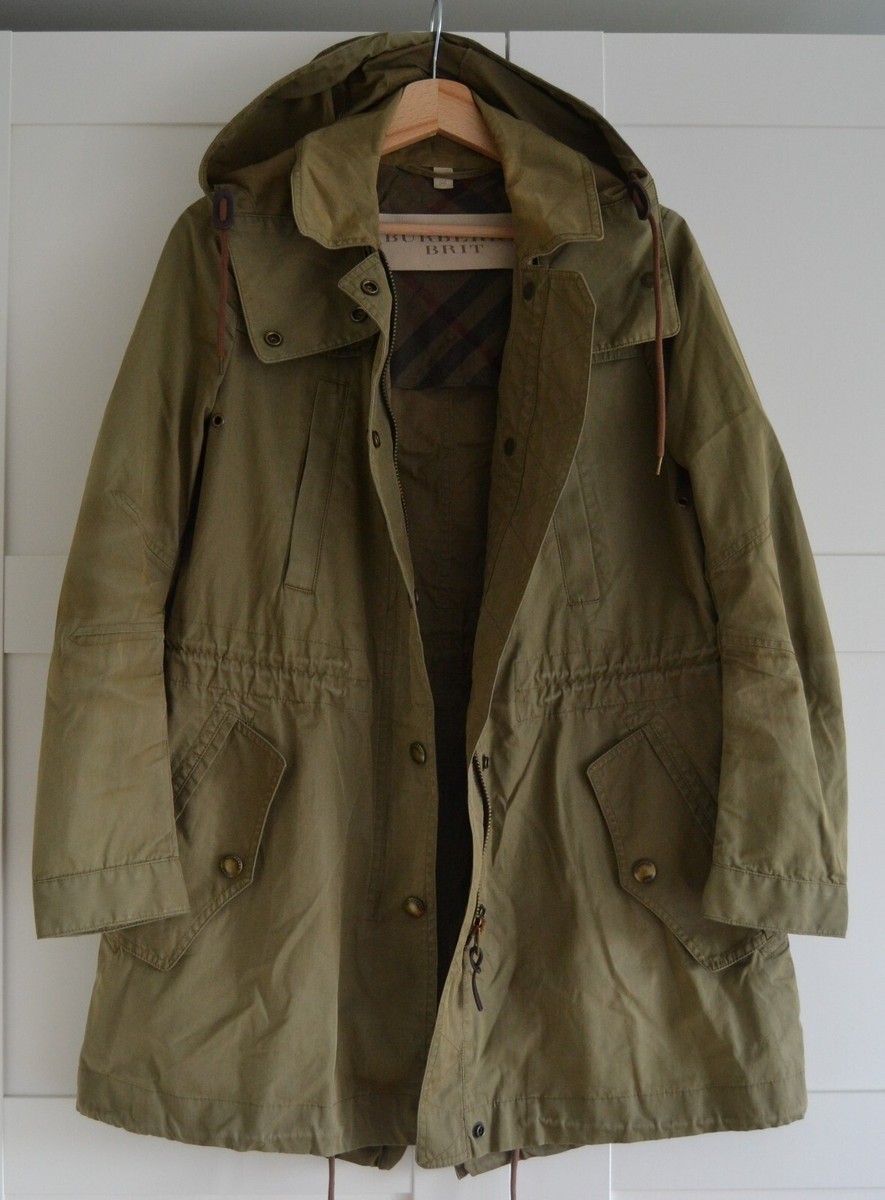 アウターその他 BURBERRY Women Outer 8079408 A1366 Brown Burberry Brit Women's Cotton Brown Parka Coat Size UK 6 USA