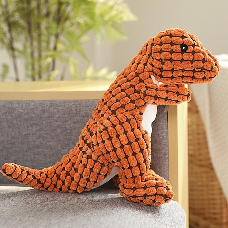 Bite Resistant Pet Toys Corduroy Squeaky Chew Toy New Plush Dinosaur