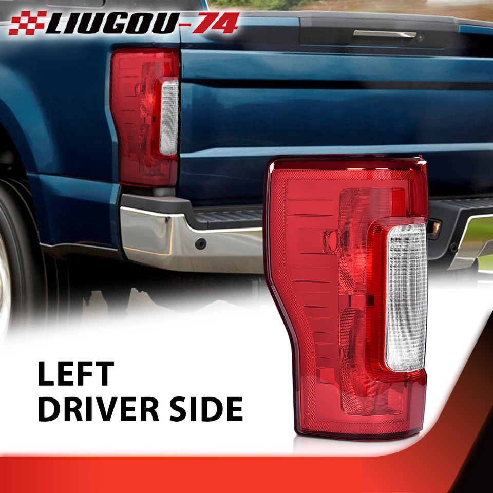 Par De Luces Traseras Completas Para Ford F250 Y F350 SuperDuty 2017-2019, Cromadas Con Lente Roja