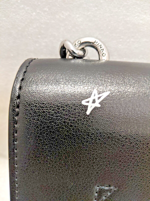 OE. PINKO Leather Flap Crossbody Bag Silver Studded Love