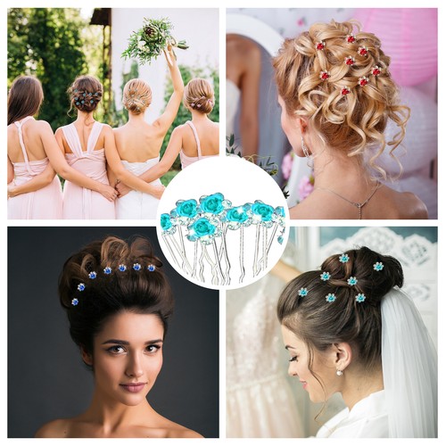 Bridal Wedding Hair Pins Crystal Flower Clip Grip Accessories Bridesmaid Jewelry - Picture 43 of 50